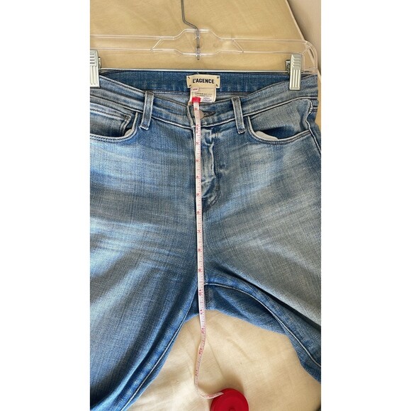 LAgence  Distressed high rise cropped skinny Fray Bottom Denim Jeans  Size 25 - Picture 6 of 9